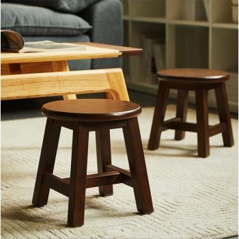 家用門口實木換鞋小凳子圓凳簡易玄關凳櫸木加厚小方凳板凳茶幾凳