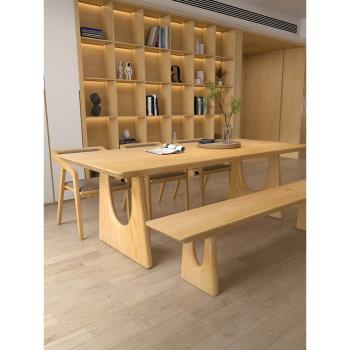 北歐實木書桌高級設計師長條桌客廳日式原木工作臺閱讀學習辦公桌