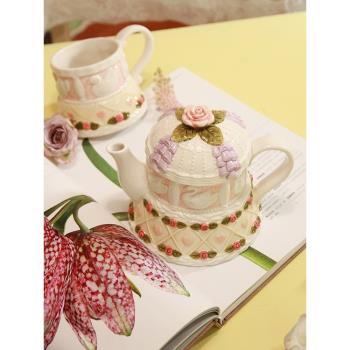 鐺哩鐺vintage|法式復古浪漫天鵝玫瑰陶瓷家居日用茶壺杯子禮物