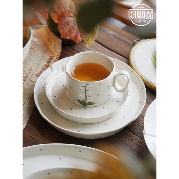 咖啡杯精緻陶瓷手繪鈴蘭日式高顏值下午茶杯餐具點心碟子餐具套裝
