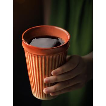 日式復古馬克杯咖啡杯手工粗陶水杯個性情侶杯下午茶手沖咖啡杯子