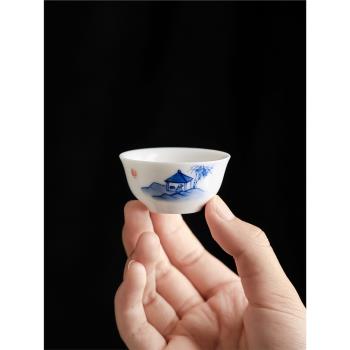 陶福氣 國風手繪功夫茶具茶杯 家用陶瓷白瓷品茗杯待客小茶碗茶盞