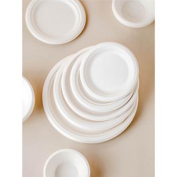 一次性餐盤子餐具三四件套裝食品級紙盤碗筷子勺子碟蛋糕燒烤菜盤