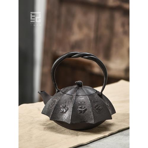 一紀日式鑄鐵生鐵茶壺燒水壺煮茶壺手工復古煮水壺電陶爐泡茶壺