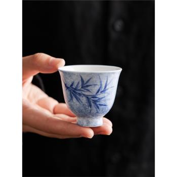 陶福氣青花瓷茶杯個人專用高檔家用功夫茶具單杯茶盞主人杯禮盒裝
