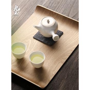 九土日式手工實木制托盤簡約收納盤茶盤子長方形水果點心盤創意