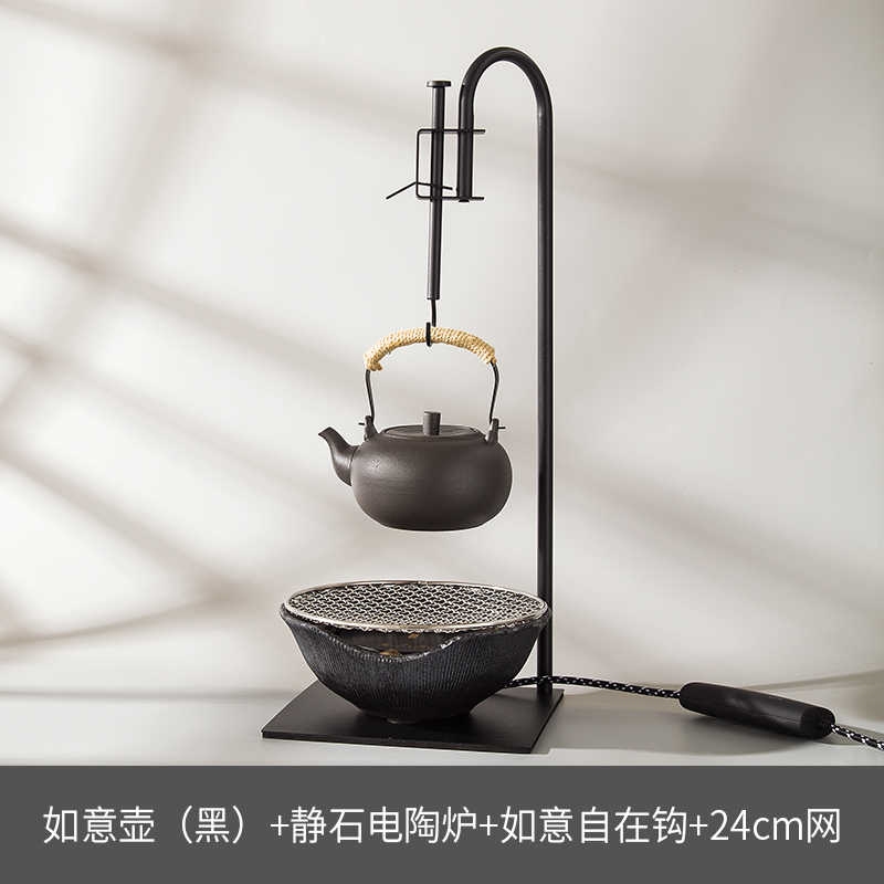 岳恒煮茶壺自在勾套裝電陶爐家用陶壺燒水泡茶茶具靜音茶道禪意|煮茶爐