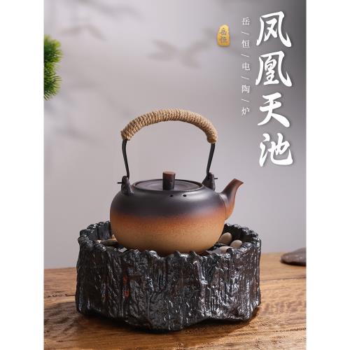 錫製　茶壺 岳恒煮茶壺自在勾套裝電陶爐家用陶壺燒水泡茶茶具靜音茶道禪意|煮茶爐
