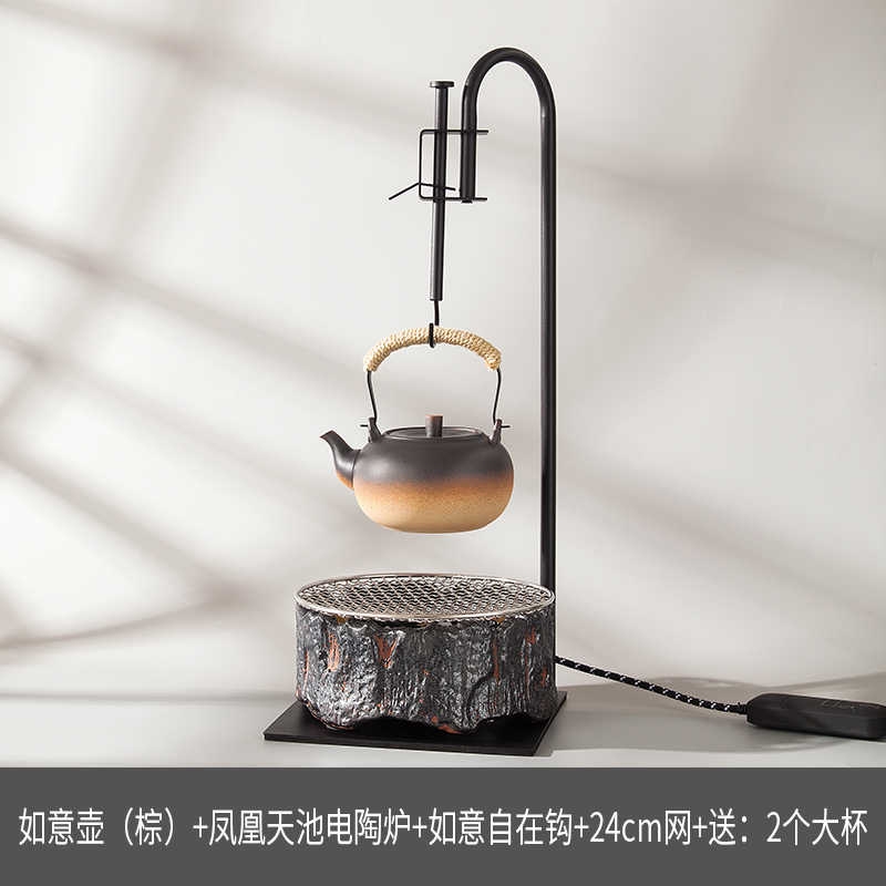 岳恒煮茶壺自在勾套裝電陶爐家用陶壺燒水泡茶茶具靜音茶道禪意|煮茶爐