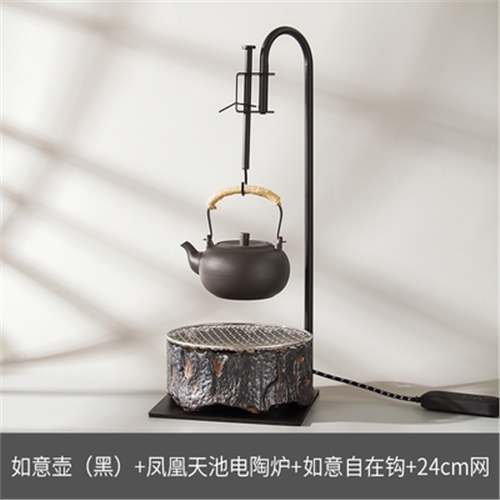 岳恒煮茶壺自在勾套裝電陶爐家用陶壺燒水泡茶茶具靜音茶道禪意|煮茶爐