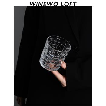水晶編織紋 不一樣的復古風/中古玻璃杯酒杯 威士忌vintage洋酒杯