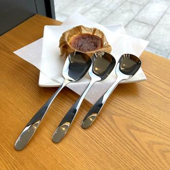 韓式創意304不銹鋼餐具平頭鏟勺子點心咖啡加厚學生吃飯調羹湯勺