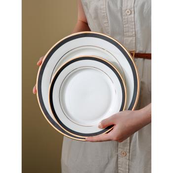 onlycook高級感輕奢陶瓷餐盤西餐牛排盤刀叉盤家用白色盤子餐具