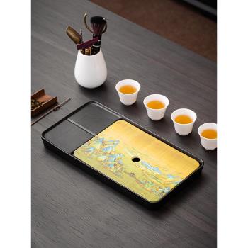 新中式陶瓷茶盤家用客廳小型輕奢現代功夫茶具干泡茶臺托盤儲水式