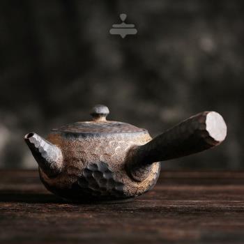 ［側把茶壺多選］粗陶中式手工復古禪意柴燒陶瓷功夫茶具單壺茶器