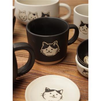 樹下盒 質樸粗陶貓咪塗鴉馬克杯釉下彩醬料碗湯杯茶杯小碟