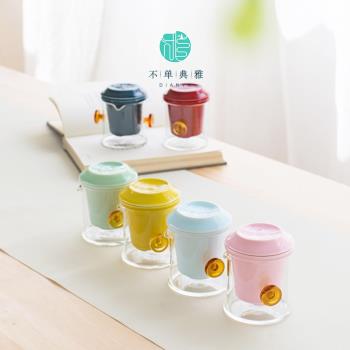 不單典雅創意青瓷彩色耐熱玻璃懶人茶壺家用辦公室功夫茶具泡茶器