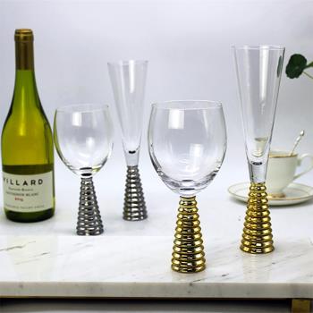 軟裝中式金色銀色黑色螺旋挺葡萄酒杯紅酒玻璃杯香檳杯酒柜裝飾品