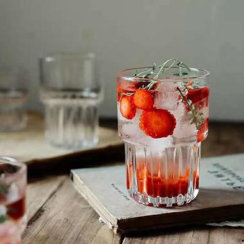 家用歐式透明玻璃杯威士忌冷飲果汁水杯奶昔啤酒杯飲料奶茶ins風