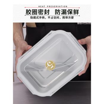 食品級不銹鋼保鮮盒長方形帶蓋密封飯盒防漏餐盒冷凍盒子收納盒