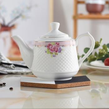 陶瓷茶壺單壺大容量高檔骨瓷家用泡茶壺耐高溫帶過濾網水壺咖啡壺