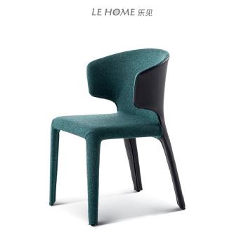 北歐輕奢現代網紅簡約靠背布藝舒適餐椅意式設計師創意極簡書桌椅