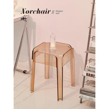 Norchair小戶型亞克力矮凳家用簡約塑料小凳子北歐透明奶茶店椅子