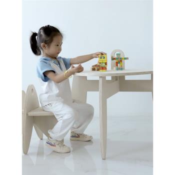 創意兒童學習小桌子木制寶寶桌椅游戲桌手工桌玩具桌椅幼兒園書桌