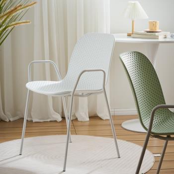 北歐鏤空靠背鐵藝椅子現代簡約戶外休閑椅網紅ins咖啡廳餐廳餐椅
