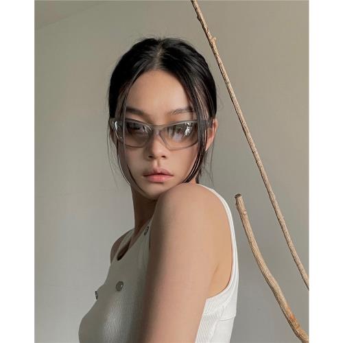 Y2K一體式粗邊墨鏡甜酷辣妹凹造型抖音網紅同款太陽眼鏡防紫外線