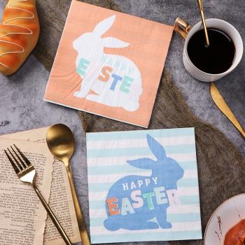 復活節 彩色餐巾紙 兔子印花紙巾 派對純木漿紙
