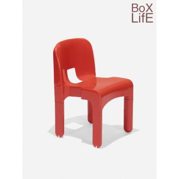 網紅中古塑料餐椅北歐ins風復古咖啡椅簡約彩色設計師椅可疊放