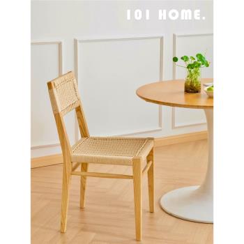 101home餐椅家用小戶型日式原木榆木全實木餐桌椅組合實木椅子