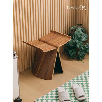 網紅日式柳宗理蝴蝶凳創意家用梳妝凳實木小凳子矮凳輕奢換鞋凳
