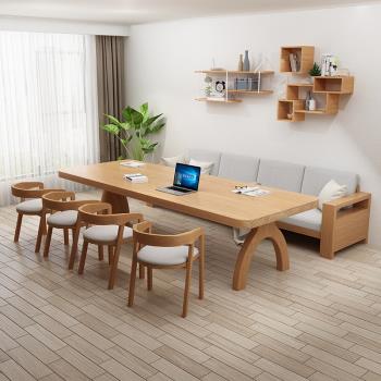 北歐實木大長書桌去客廳化沙發學習桌子書法桌現代簡約辦公桌原木