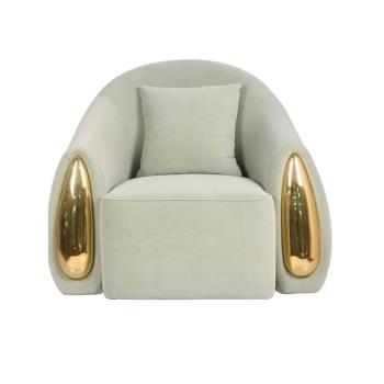 創意輕奢休閑椅鋼金亮光單椅單人沙發扶手椅透明亞克力樹脂椅家具