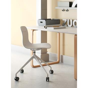 左下北歐電腦椅游戲創意旋轉家用舒適白色靠背簡約時尚書房辦公椅