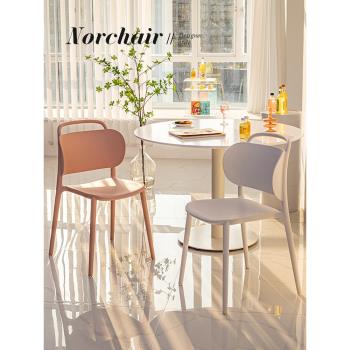 Norchair網紅北歐塑料餐椅家用客廳戶外凳子靠背簡約現代休閑椅子