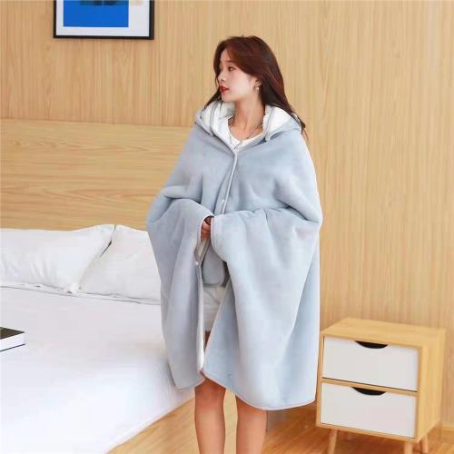 雙層披肩毛毯加厚斗篷式披肩毯單層加大護腰護肩披風毛毯保暖毯子