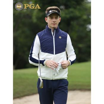 美國PGA 高爾夫服裝男士馬甲秋冬棉服外套輕盈保暖背心男裝衣服
