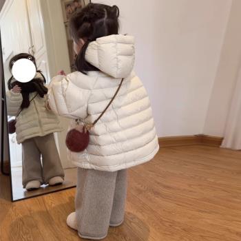 韓版童裝女童羽絨服2023冬裝新款兒童洋氣寶寶連帽保暖鴨絨外套潮
