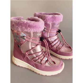 01外貿出口兒童女童雪地靴二棉加厚防滑防水保暖冬季棉靴短靴毛靴