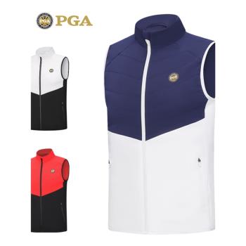 美國PGA 光發熱內里 高爾夫男士夾棉馬甲 輕盈防風保暖 柔軟舒適