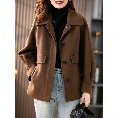 短款雙面羊絨大衣女中長款2025年秋冬新款韓版保暖厚毛呢外套