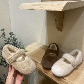 韓國秋冬季女寶寶保暖軟底毛毛鞋
