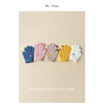 兒童手套冬季新款韓國新款男童女童卡通保暖分指五指寶寶加絨手套