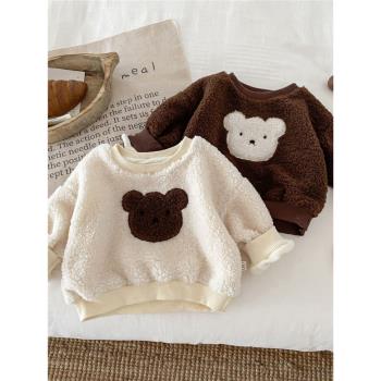 寶寶羊羔絨卡通嬰兒保暖外套衛衣