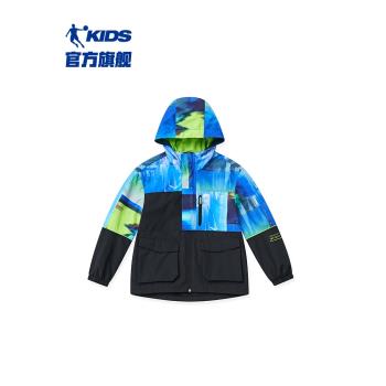 商場同款中國喬丹童裝男童加絨外套2023秋冬新款大童保暖戶外風衣