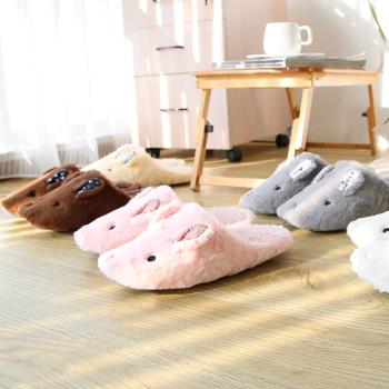 日式冬季室內家用家居毛絨拖鞋女男情侶防滑保暖可愛卡通棉拖鞋