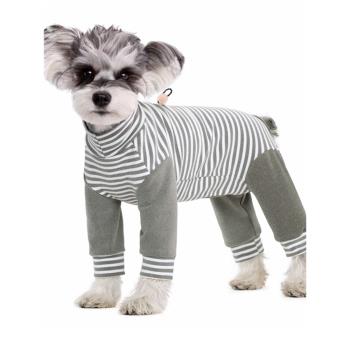 寵物衣服秋冬貴賓比熊雪納瑞小型犬貓咪裝條紋拼接加絨保暖四腳衣